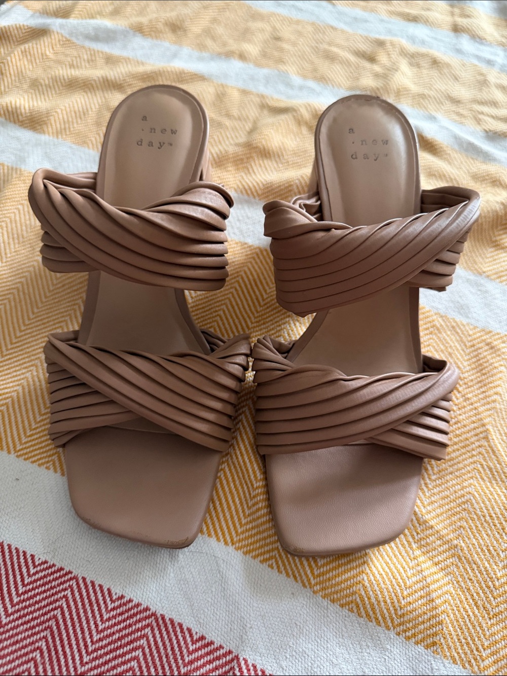 a new day Twisted Strap Slide Mules - Taupe Brown